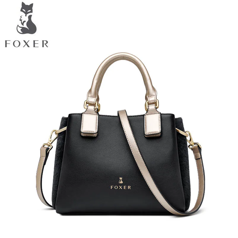 

FOXER 2019 New women Leather bag luxury handbags women famous brand leather material fashion tote women leather shoulder Bag