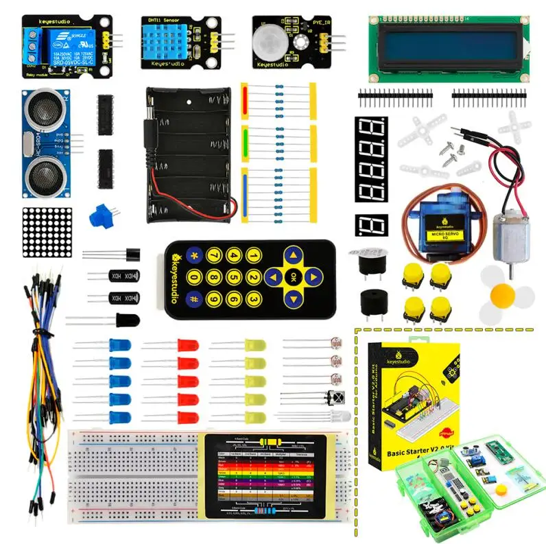 Новинка! Keyestudio базовый стартовый V2 комплект для Arduino UNOR3/Mega DIY проекты ж/Подарочная коробка - Цвет: KS0402(No Board)