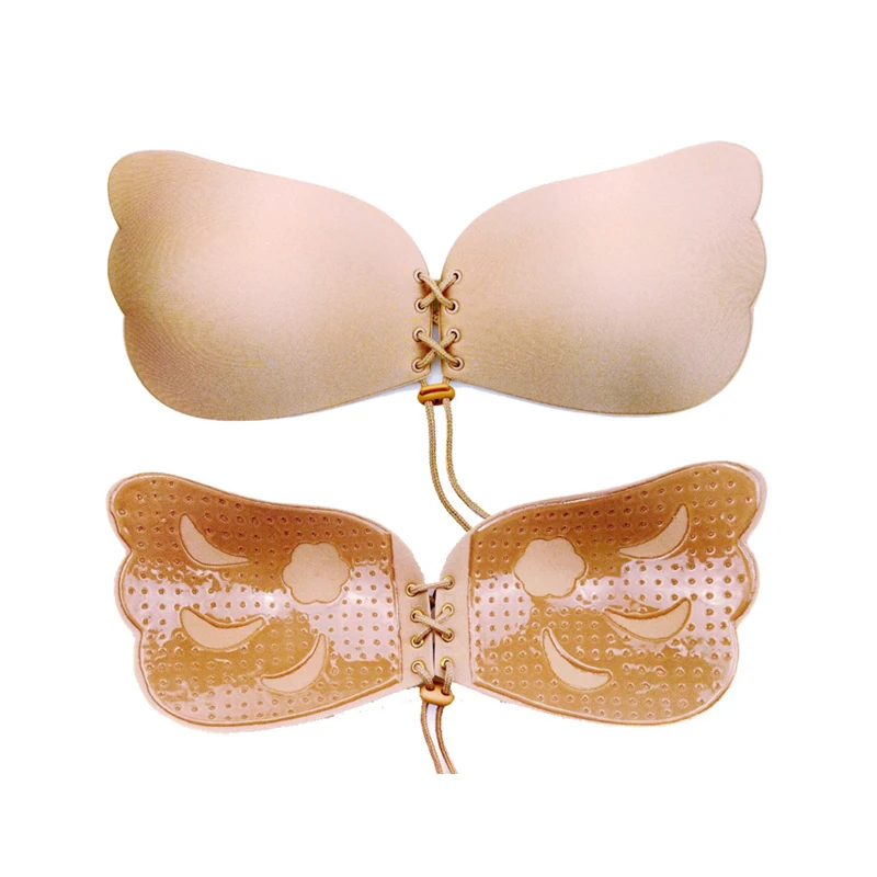 

Women Invisible Bra Super Push up Seamless Self-adhesive Sticky Wedding Party Front Strapless Silicone Fly Bra Lingerie