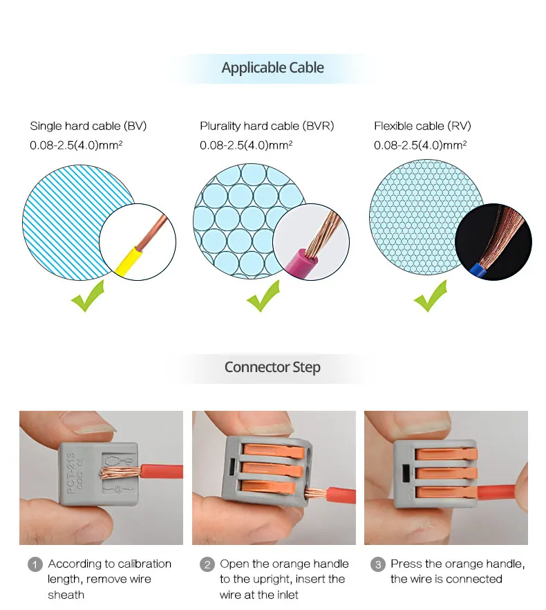 Универсальный Электрический кабель соединитель PCT-412 413 415 418 SPL-2 SPL-3 мини провода разъемы Push-In клеммный блок