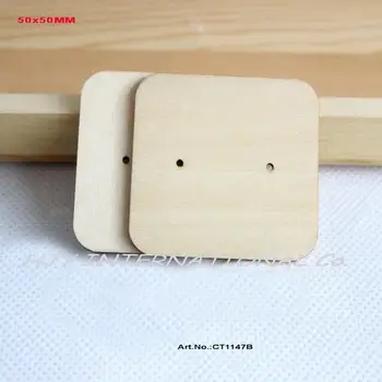 

(20pcs/lot) 50mm Natural Wooden Earring Tags Jewelry Label Cards Display Jewelry Holder Blank Square Shape 2"-CT1147B