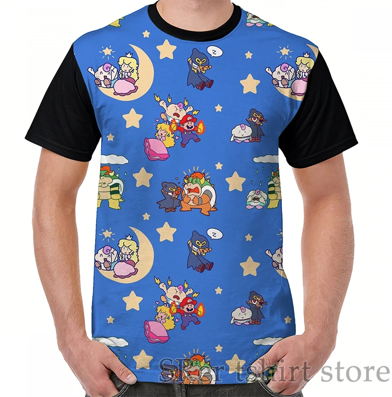 Funny print men t shirt women Tops tee Super Mario RPG Pattern Graphic