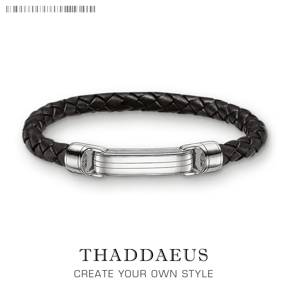 

Black Leather Strap Cuff Bracelets,2017 Ts Gift In Silver For Men & Women,Thomas Style Rebel Fashion Punk Fashion Jewelry