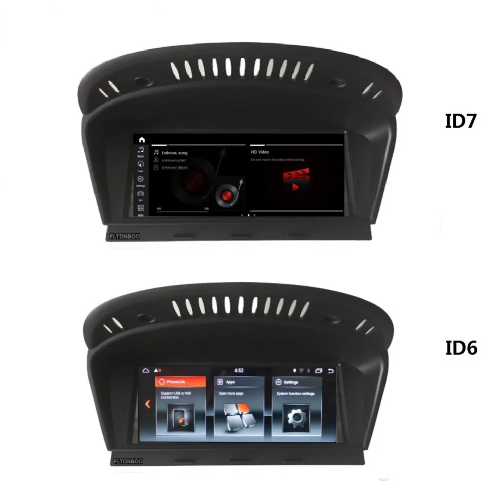 Cheap ID7 Android 9.0 for bmw Series 5 E60, E61, E62, E63,E90 car gps,Wifi,canbus,steering wheel,copy map,6 core,32GB ROM,1280x480 9