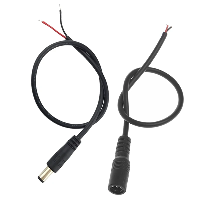 

2pcs DC 5.5mm x 2.1mm Male Female Power Connector Extension Cable 25CM