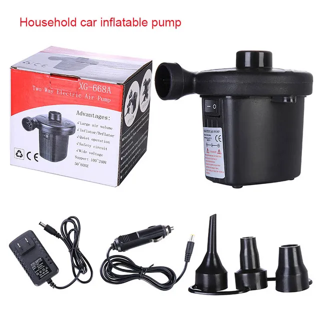 New Electric Air Pump Automatic & Quick Pumping with 3 Jets for Air Mattress Inflatable Boat Beds CSL2018