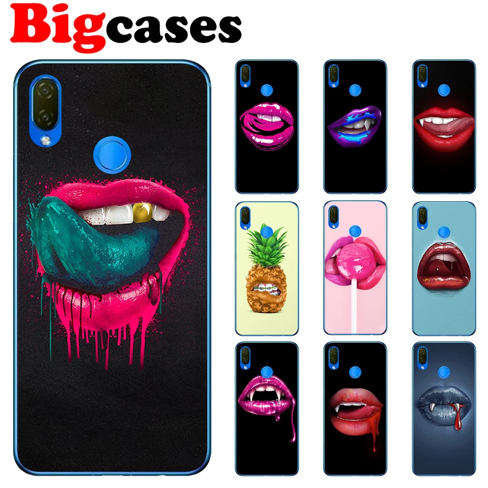 Soft TPU Funda For Huawei Nova 3i Case Cover 6.3&quot Transparent Silicone Capa Lips Teeth Tongue Protect Phone Shell Coque |