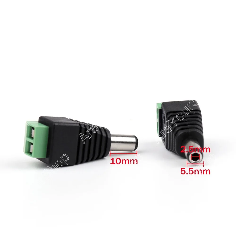 

Areyourshop High Quality 50 PCS 5.5 x 2.5mm CCTV DC Power Male Jack Plug For CCTV Camera