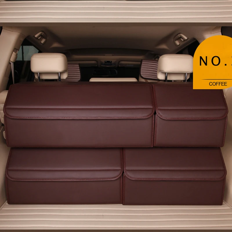 

E-FOUR 66 Liter Super Large Car Trunk Storage Box PU Leather with Foam & Plate Board Big Capacity Loading Stowing for Super Cars
