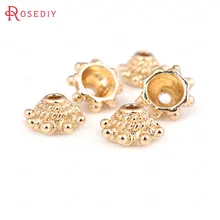 10 шт. 8 мм 24K цвета шампанского, позолоченные латунные бусины, колпачки с кисточками, высокое качество, аксессуары для ювелирных изделий Diy