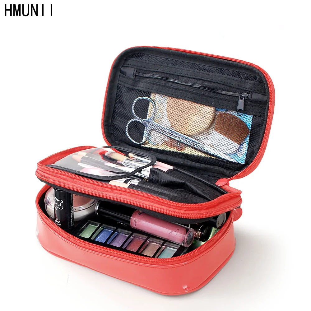 Buy HMUNII Brand Double Layer Cosmetic Bag Cross PU