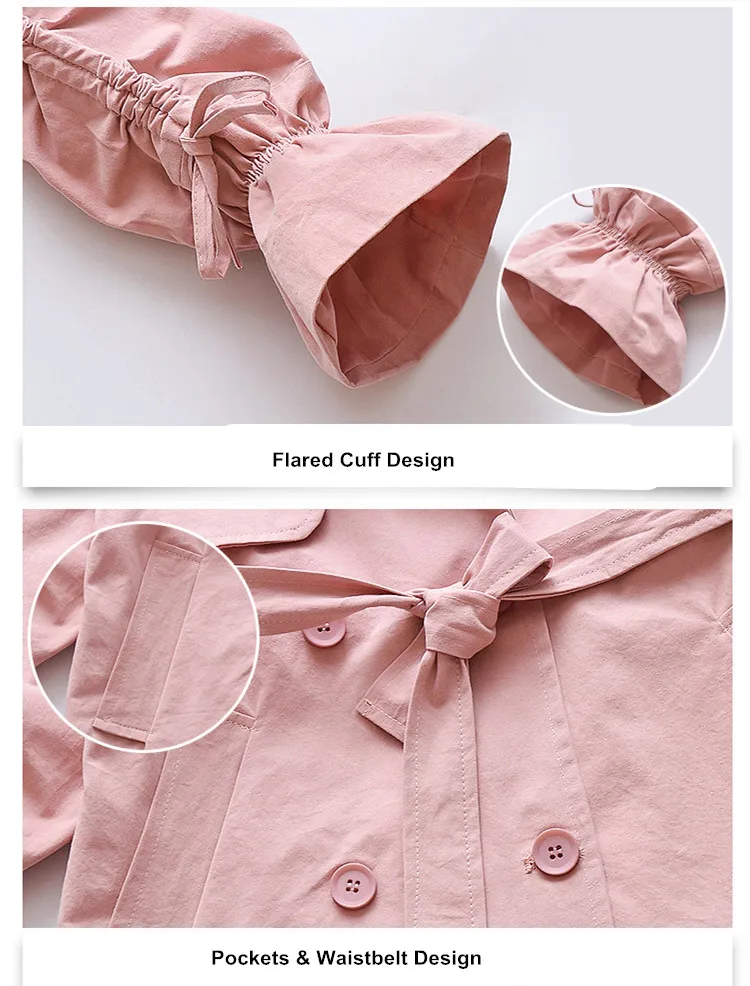 new style girls clothes teens windbreaker children long outfit coat princess trench coats 020