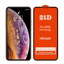 50 шт. 21D полный клей покрытие из закаленного стекла для iPhone 11 Pro Max XS XR X 8 7 6 6S Plus Закаленное Защитная пленка для экрана