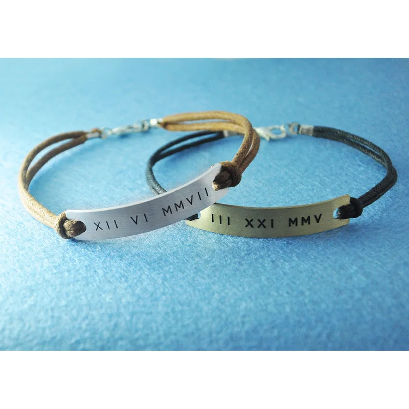 Personnalisé couple bracelet, Personnalisé chiffres romains bracelet, Gravé chiffres romains bracelet, Personnalisé chiffres romains Date ensemble dans