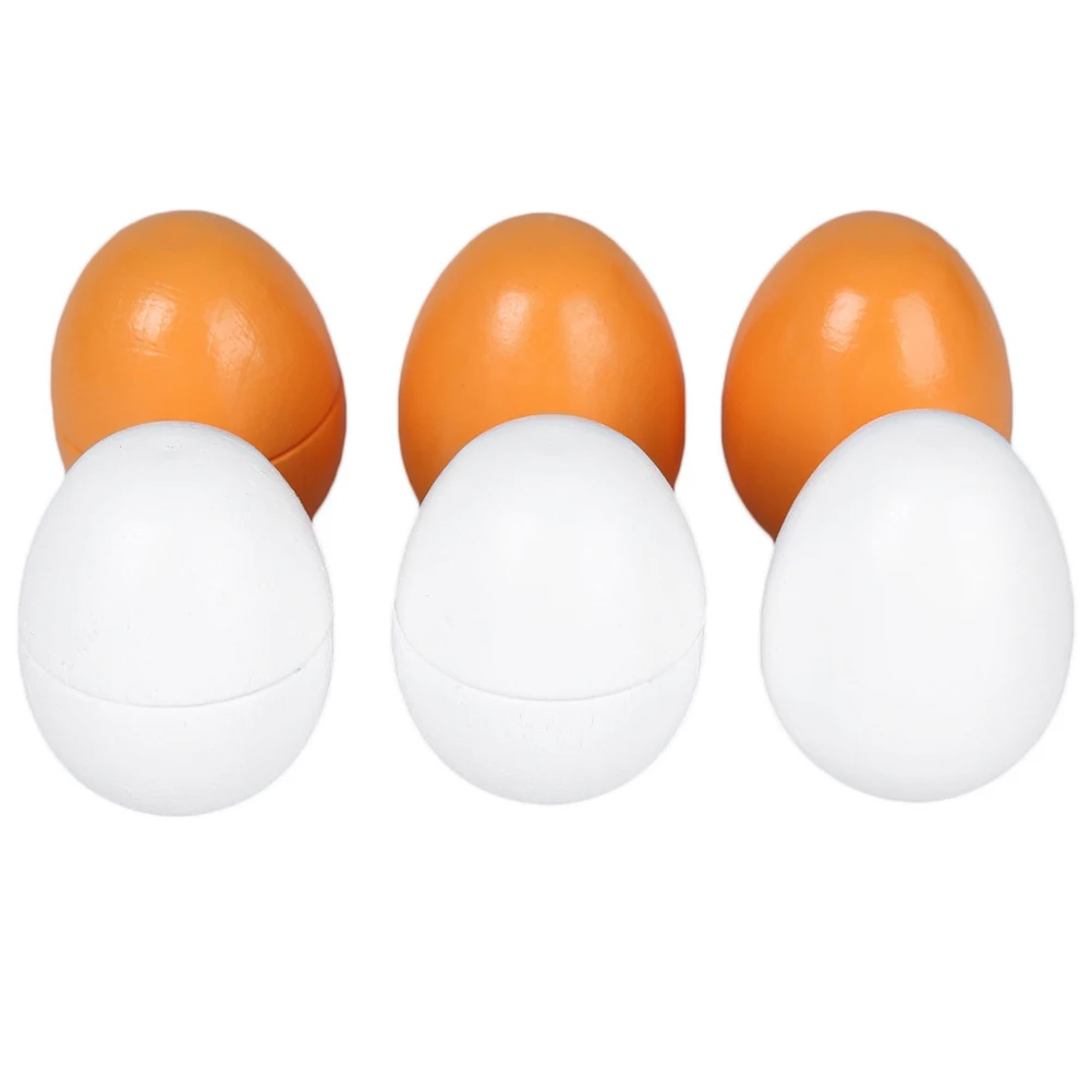 6pcs Wooden Easter Eggs Faux Fake Simulation Eggs Toy Yolk Pretend