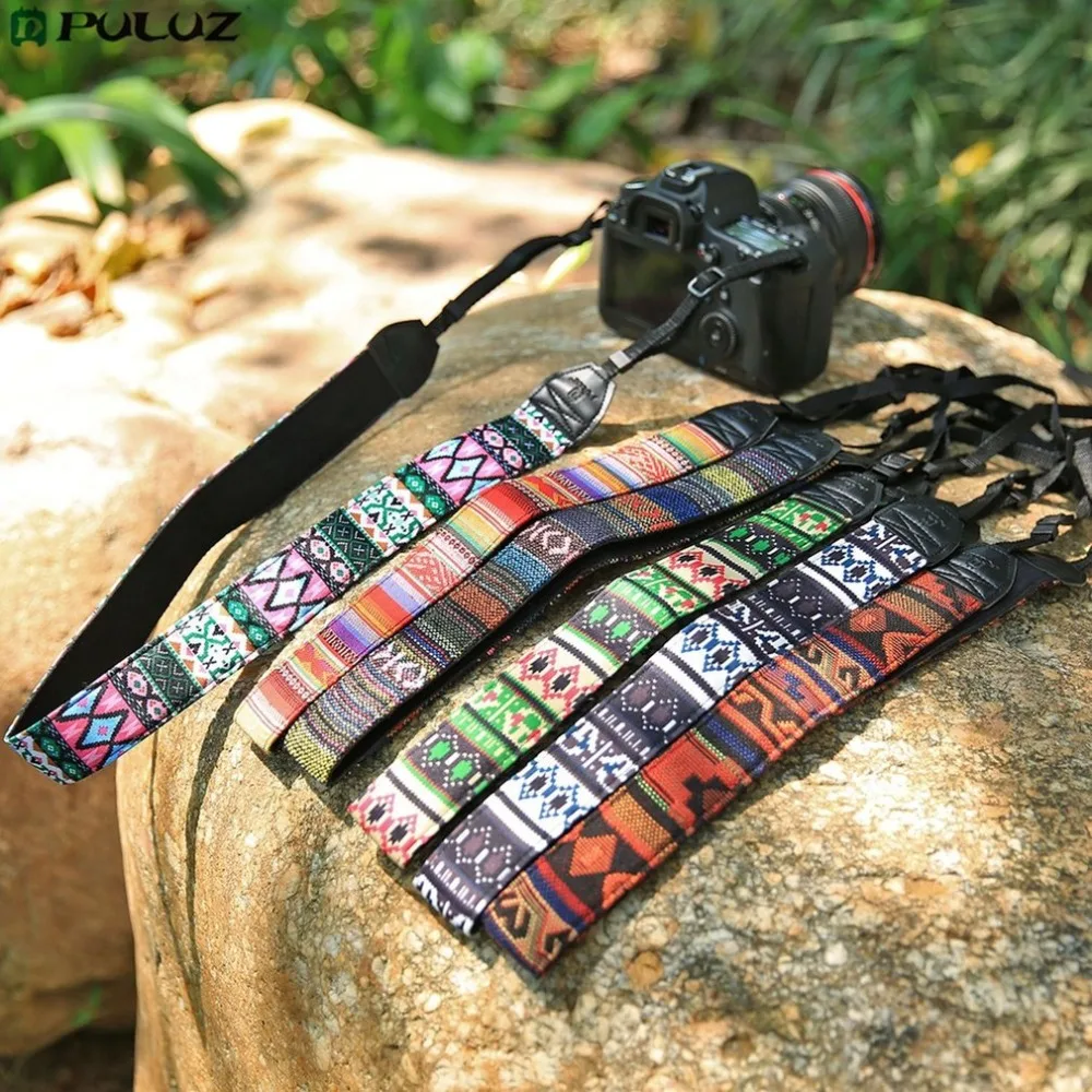 PULUZ винтажный этнический стиль цветочные печатные противоскользящие камеры шеи плеча камеры ремень для sony, Canon, SLR/DSLR камеры