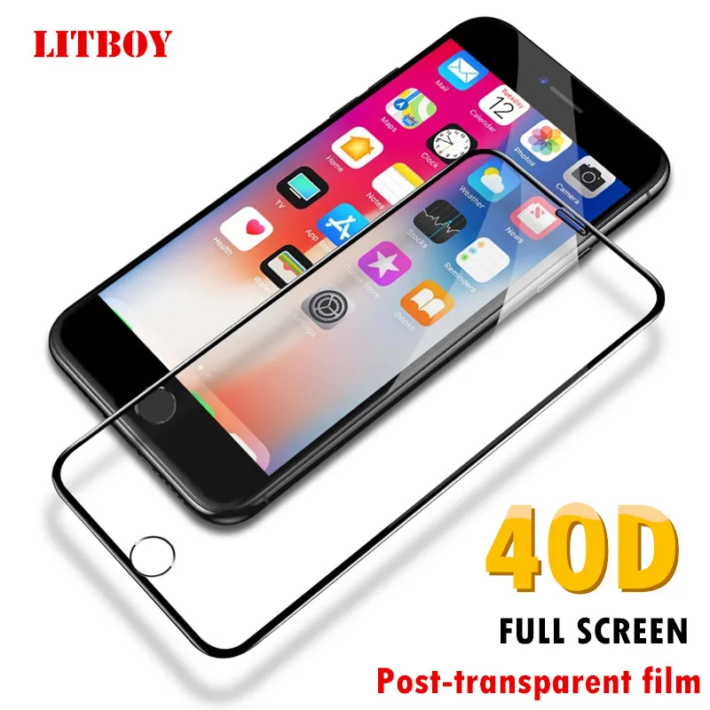  40D Voll Gehärtetem Glas Auf Die Für iPhone 6 6s 7 8 Plus X 10 Glas Screen Protector rand Gebogene 