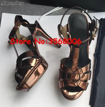 

Nude White Brown Red Rome Designer T-strap Ankle Buckle Strap Dress Sandals Shoes Fashion Lady Wedding Bridal Shoes High Heels