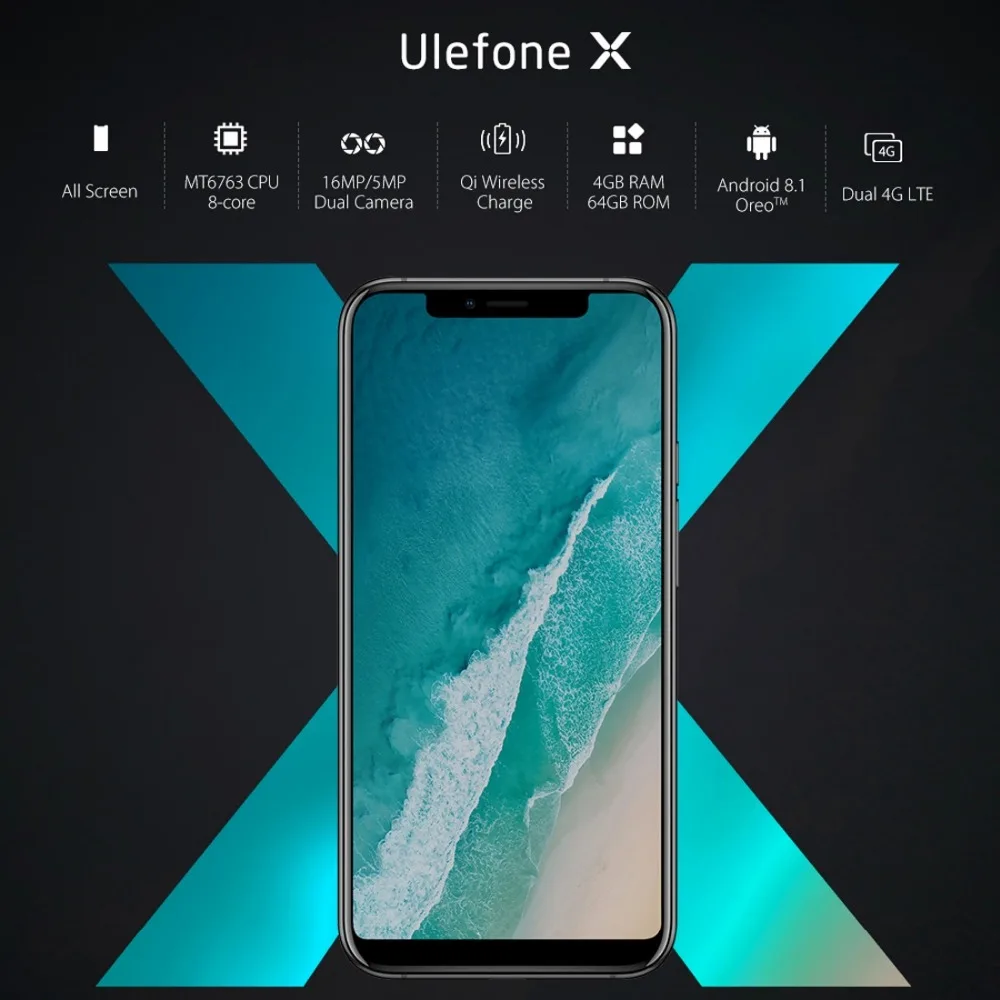 Ulefone X смартфон 5 85 &quotHD + Octa Core Android 8 1 4 Гб 64 13MP 3300 мАч беспроводной зарядки