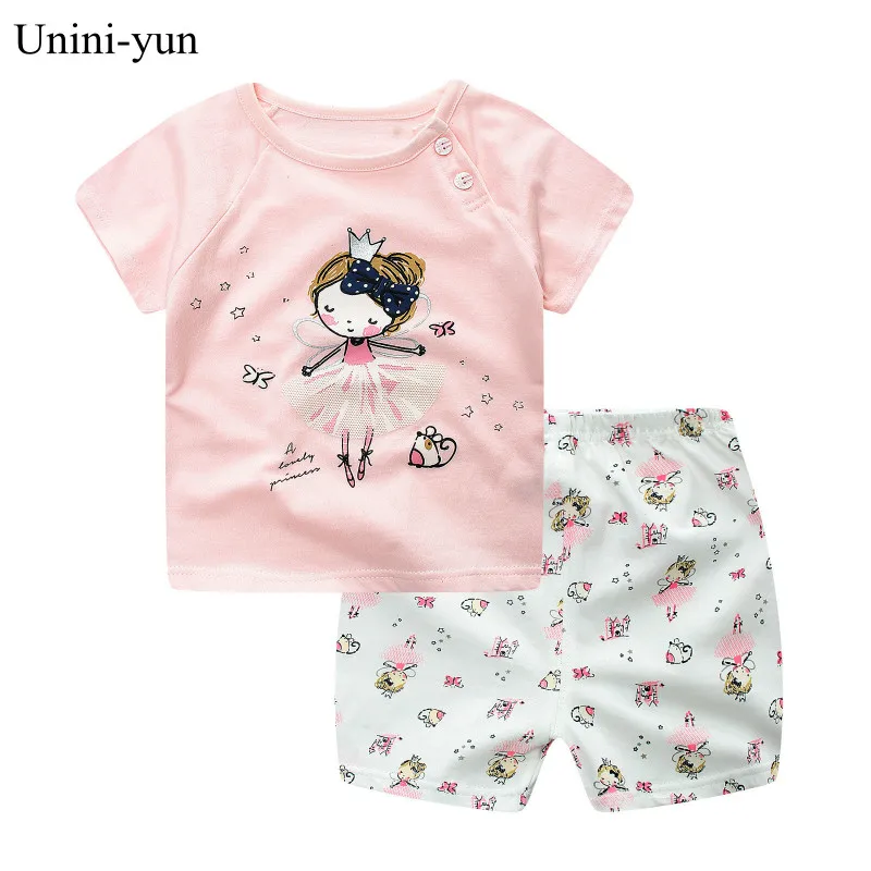 Summer Baby Short Sleeve for Clothing Boys Girls Cotton Suit for Children Two Clothes Sets for Babies Newborn Baby Girl Clothes - Цвет: Черный