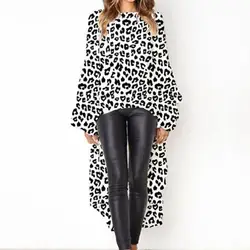 Модные осенние Топы Chic Сексуальная леопардовая расцветка блузка с длинным Фонари рукавом o-образным вырезом оборками Для женщин рубашки