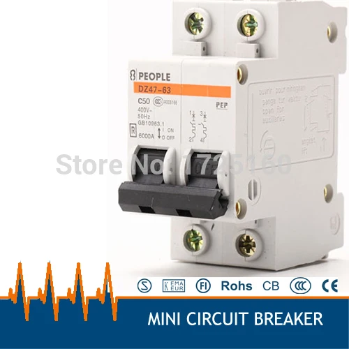 DZ47 63 2P 50 amp миниатюрный автоматический выключатель mcb|circuit breaker breakerminiature circuit |