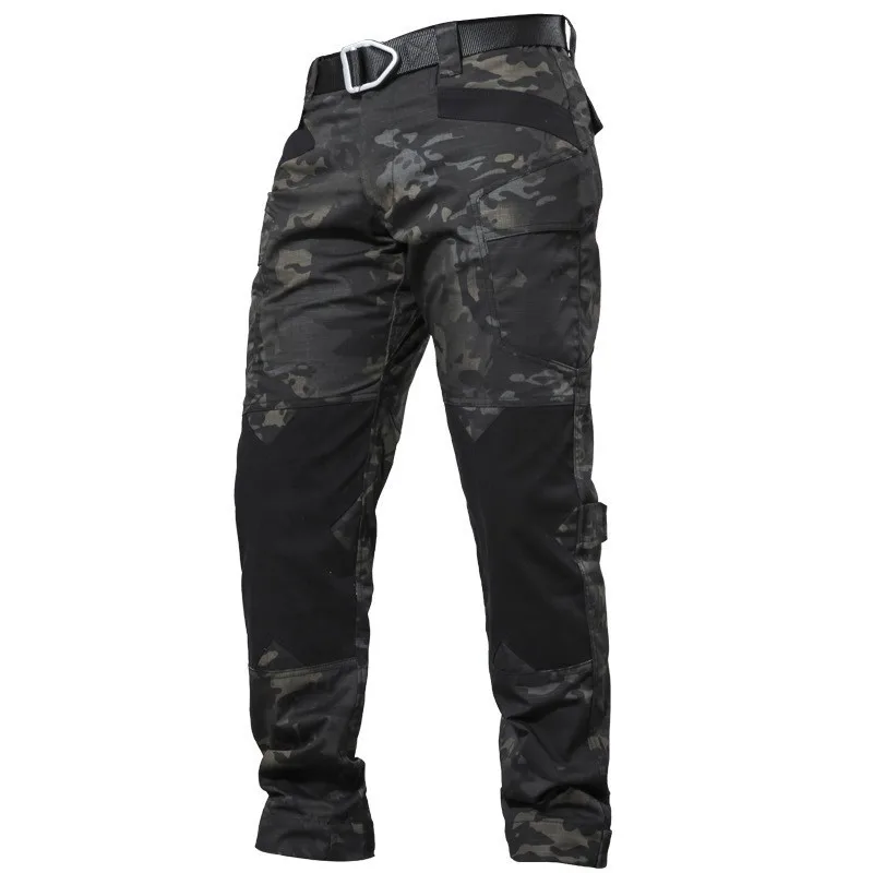 Мужские свободные прямые комбинезоны камуфляжные штаны для спорта на открытом воздухе скалолазание обучение стрельба армейские фанаты тактические военные брюки - Цвет: black camouflage
