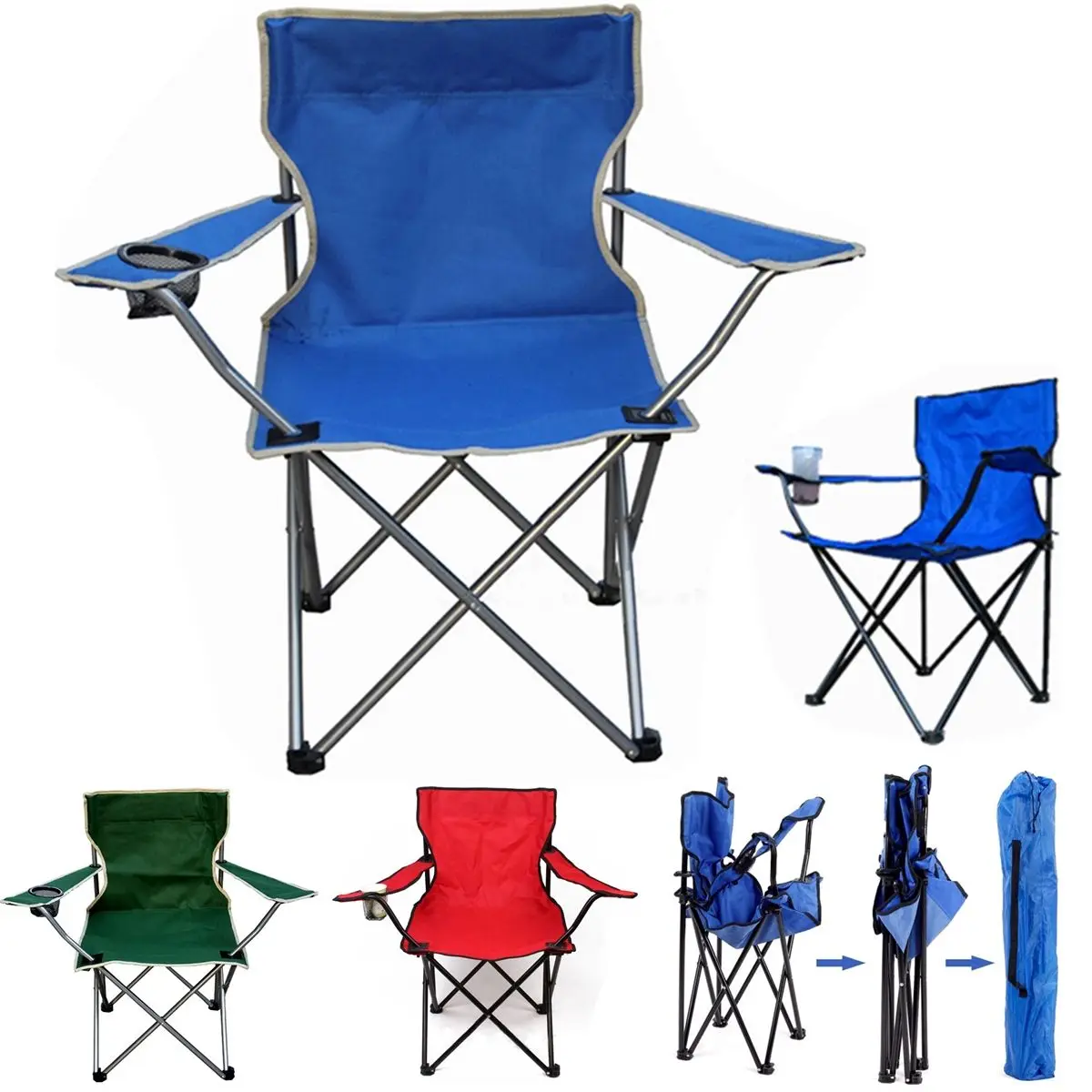 

Outdoor Portable Folding Chair Fishing Camping Beach Picnic Chair Seat With Cup Holder Oxford Cloth Lightweight Seat Chair