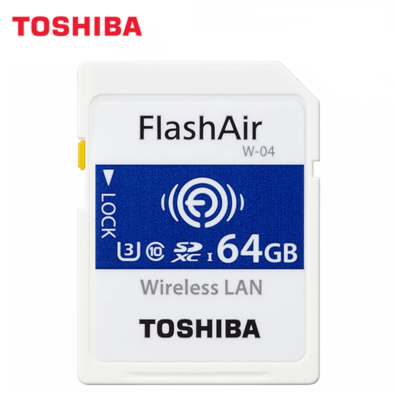 TOSHIBA FlashAir W-04, WiFi, SD карта, 64 ГБ, SDXC, 32 ГБ, 16 ГБ, SDHC, класс 10, U3, карта памяти, флеш-карта для цифровой камеры