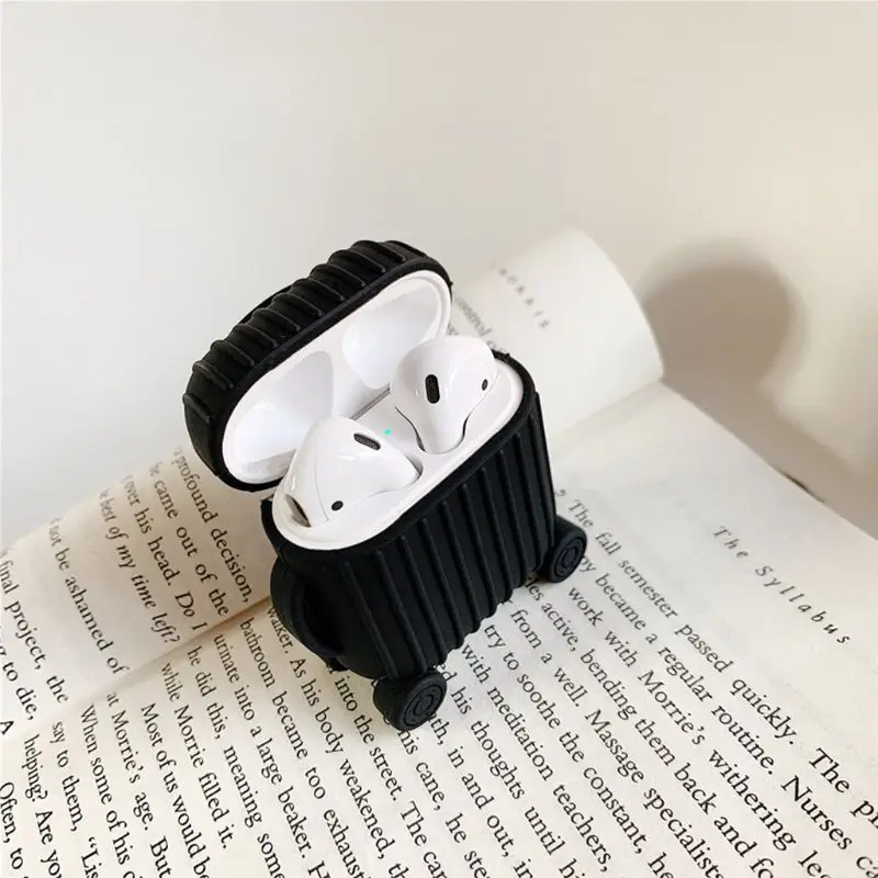 Fashion Cute Suitcase Trunk Case For Apple Airpods 1/2 Luggage Design Charging Box Protect Cover