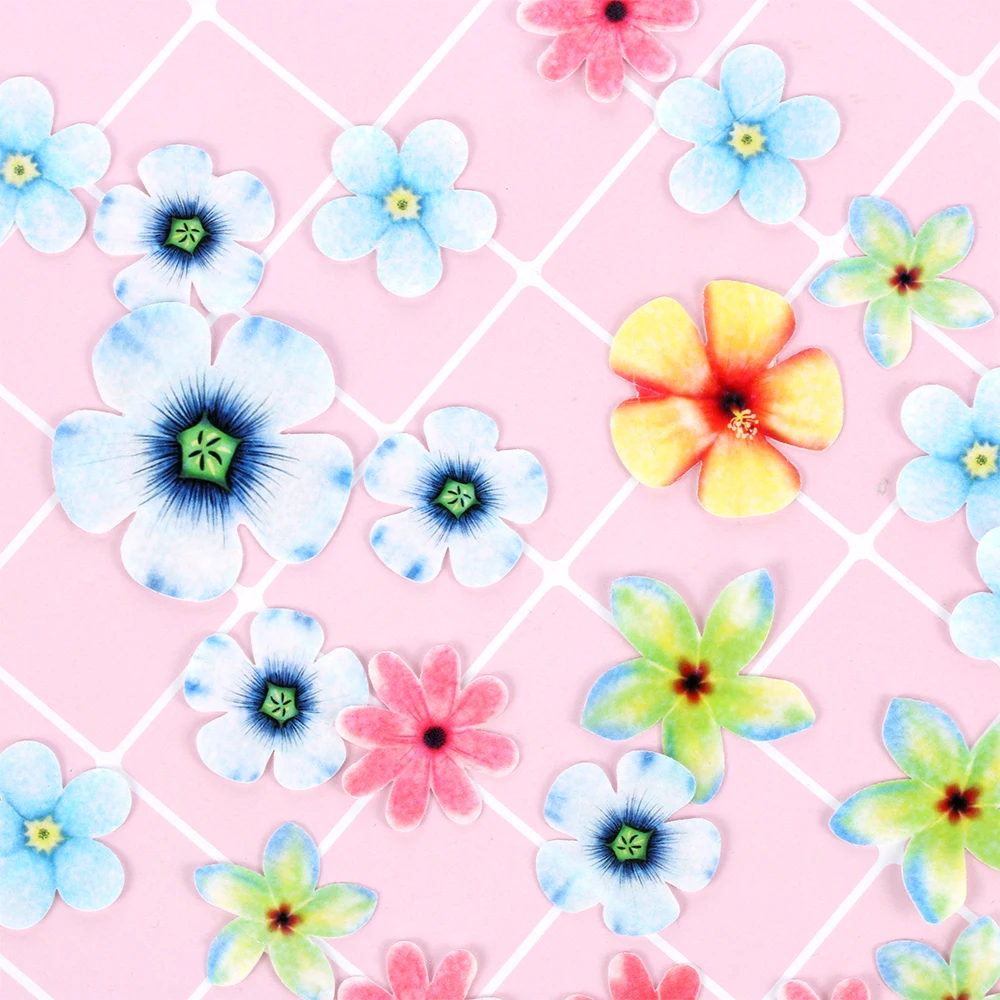

50PCS/pack Edible Flowers Cupcake Topper Glutinous Rice Paper Water Cake Decoration Bakeware Wedding Party Decor Tools
