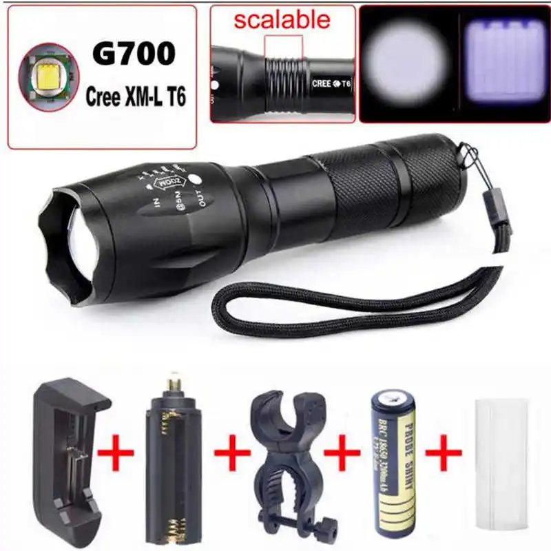 G700 Tactical Flashlight LED Military Lumens Alonefire lanterna led t6 el feneri led flashlight 18650 rechargeable #3S20 (1)