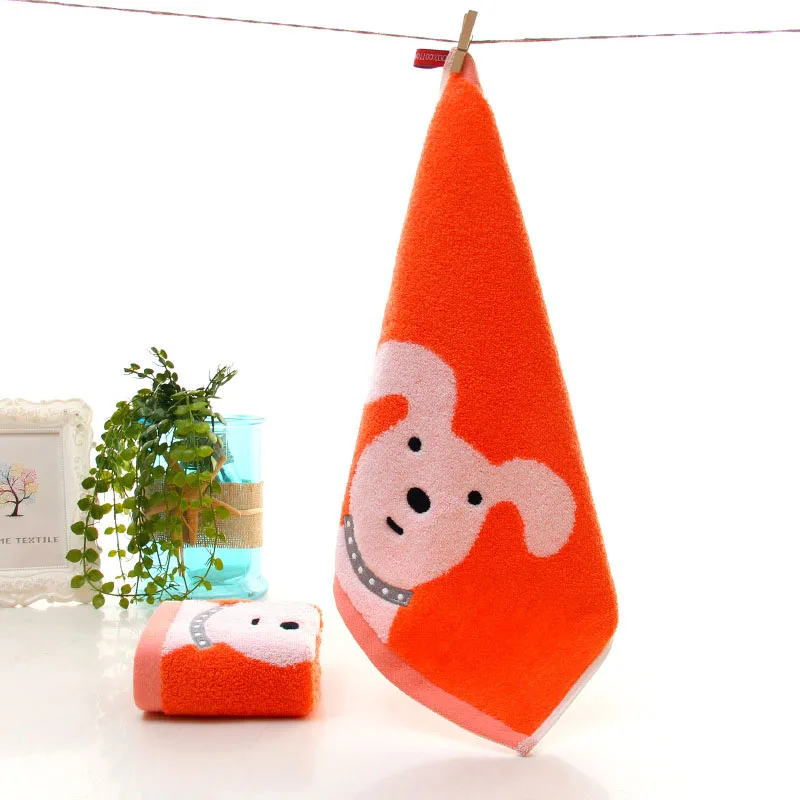Новое Стильное детское полотенце с милой собачкой из мультфильма квадратный носовой платок с шнурком FS0589 - Цвет: orange