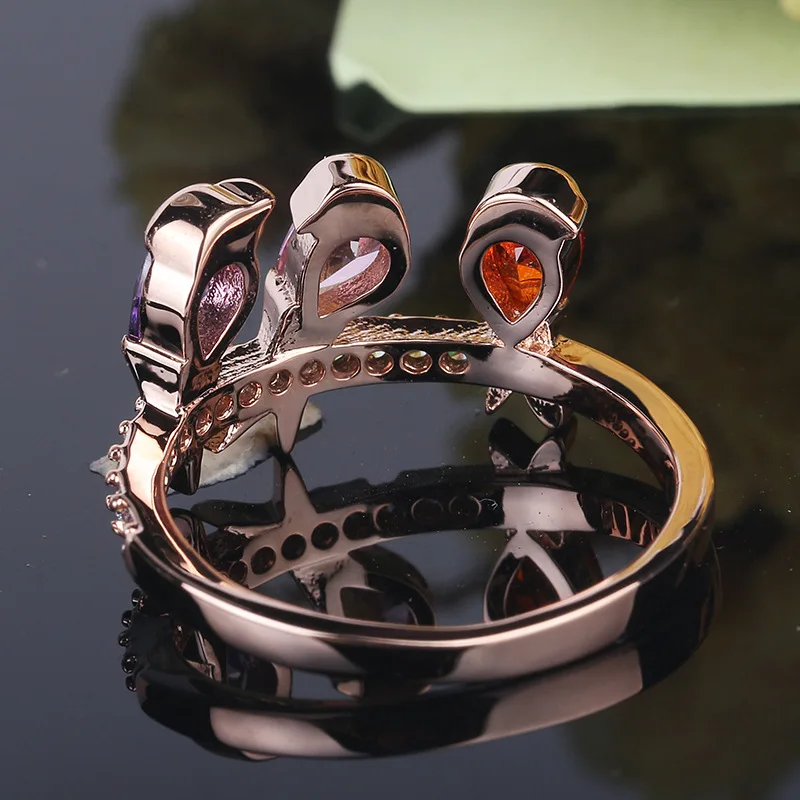 Новое поступление, дизайнерское женское кольцо с птицей и животным, розовое золото, обручальное кольцо с кубическим цирконием AAA, многоцветные обручальные кольца Anillos