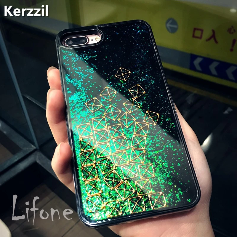 Жесткий чехол Kerzzil для iPhone 7 6 6S Plus Жидкий с блестящим песком X 8 |