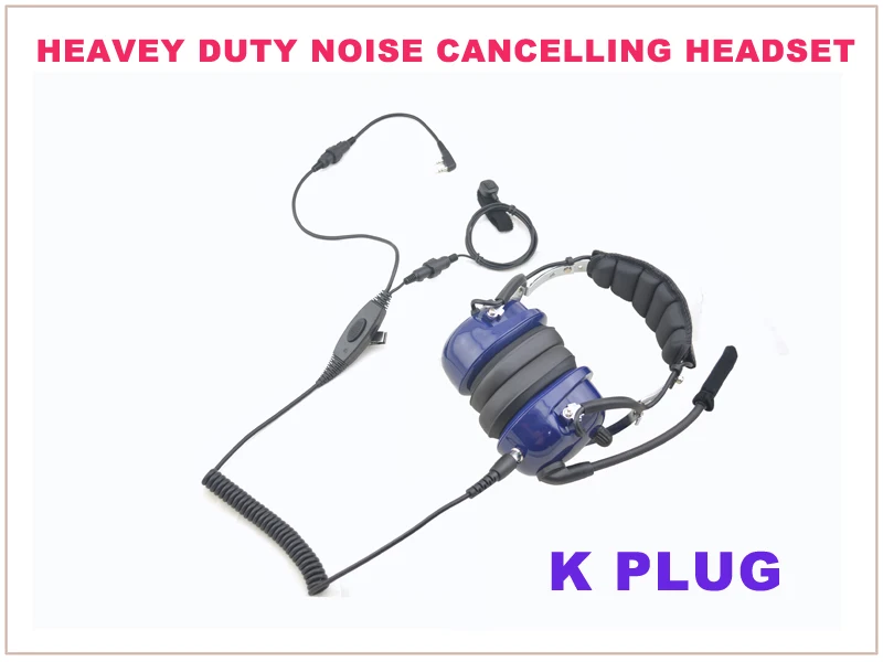 

K Plug Heavy Duty Noise Cancelling Headset for Baofeng Pofung Wouxun Portable Two-way Radio Walkie Talkie Transceiver