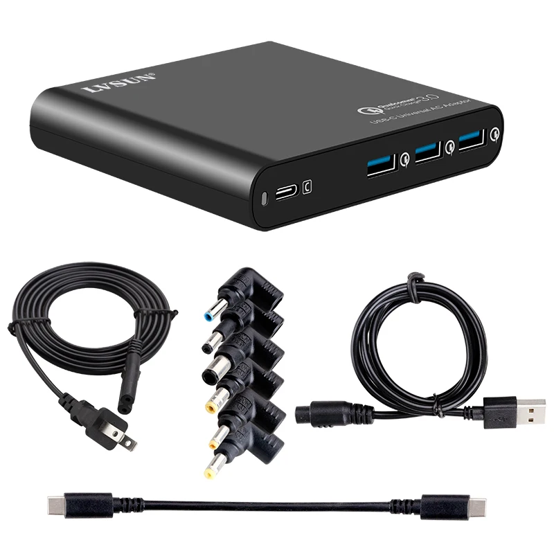 LVSUN Универсальное зарядное устройство QC3.0 USB C USB-C адаптер для ноутбука с 3 USB A быстрое зарядное устройство для Macbook hp Spectre 13 Yoga 5 lenovo DELL