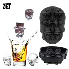 6 Сетка 3D череп силиконовая форма для льда производитель кубиков доска с черепами вечерние формы лоток шоколадная форма виски винный коктейль Скелет мороженое