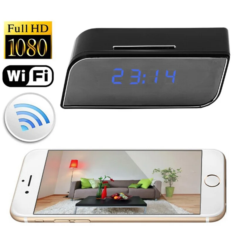 

1080P WIFI Mini Camera Time Alarm Wireless Nanny Clock P2P Security Motion Detection Home Security