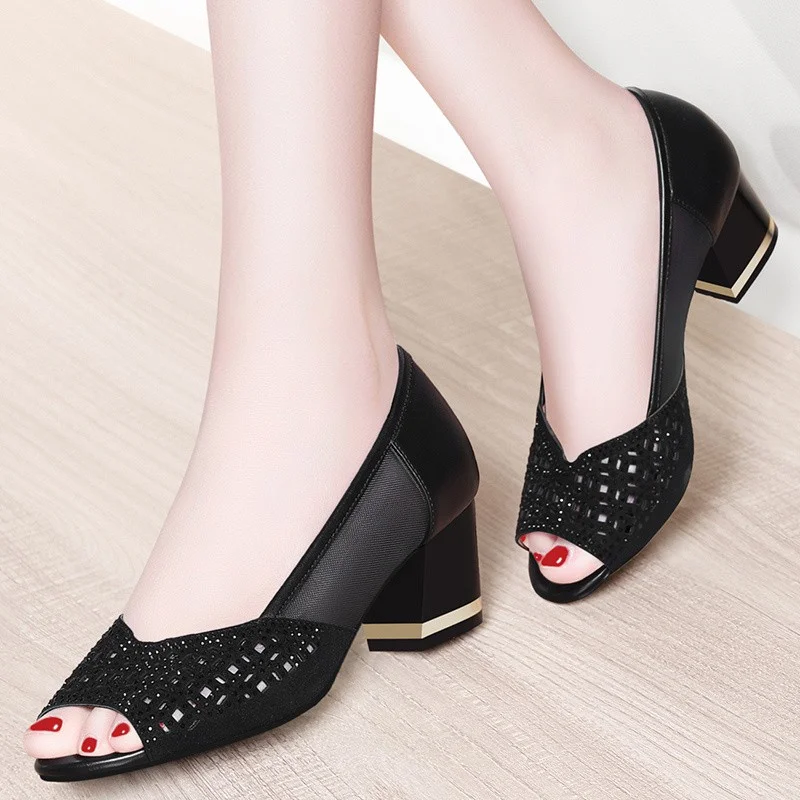 

2019 Summer Women Sandals Bling Open Toe High Heels Hollow Out Pumps Woman Dress Shoes OL office Ladies Shoes zapatos 6620 CD