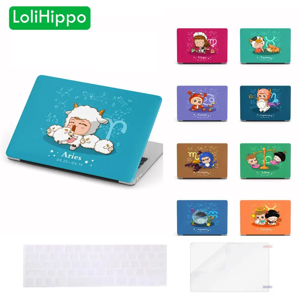 LoliHippo Cartoon 12 Zodiac Sign Constellation Notebook Cover Laptop Case for Macbook Air Pro 11 13 15 Aries Libra Capricom | Компьютеры и