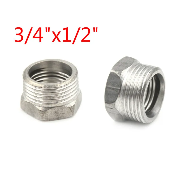 1 шт. 3/4 &quotМужской X 1/2&quot Нержавеющая сталь женский резьбовой редуктор втулка