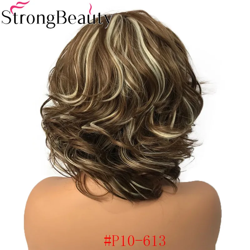 StrongBeauty синтетический парик фронта шнурка Средний кудрявый натуральный парик светильник коричневый/серый Омбре волос