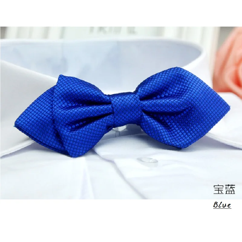 Для мужчин Официальный галстук-бабочка сплошной плед Бабочка Свадебная вечеринка галстук-бабочка - Цвет: JJ07 Blue