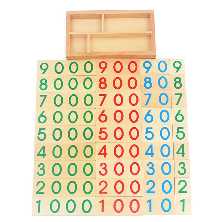 Crianças de Madeira Brinquedos para Estudantes Montessori Número Digital Cartões Aprendizagem Pequeno Tamanho Educacional Cedo Brinquedos 1-9000 3 Cheap Brinquedos mat.