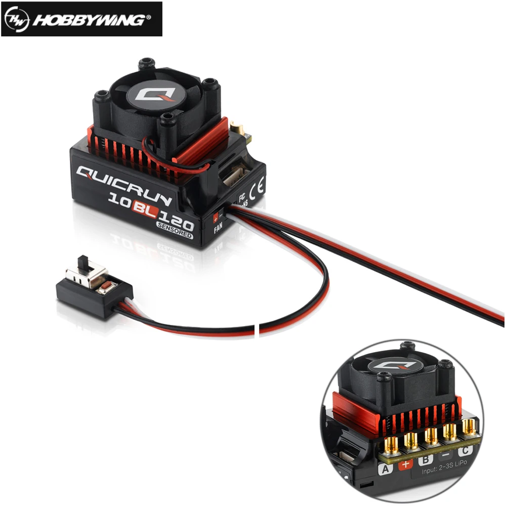 Оригинальный контроллер скорости Hobbywing quirun 10BL120 120 сенсорный 120A 2 3S Lipo бесщеточный
