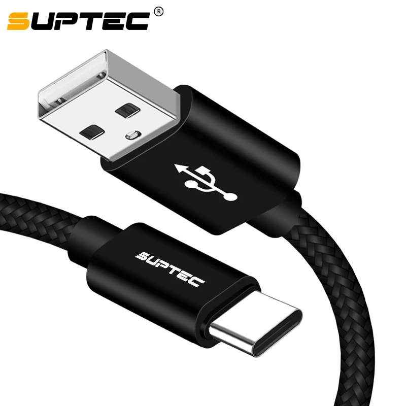 USB кабель SUPTEC в нейлоновой оплетке Type C для Samsung S10 S9 Xiaomi Mi 9 8 Huawei зарядный передачи
