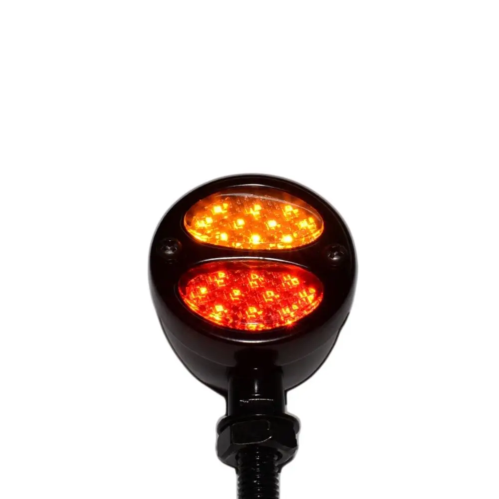 JXLCLYL Red+Yellow LED 12V Motorcycle Bullet Turn Signal Running Brake Light Chrome