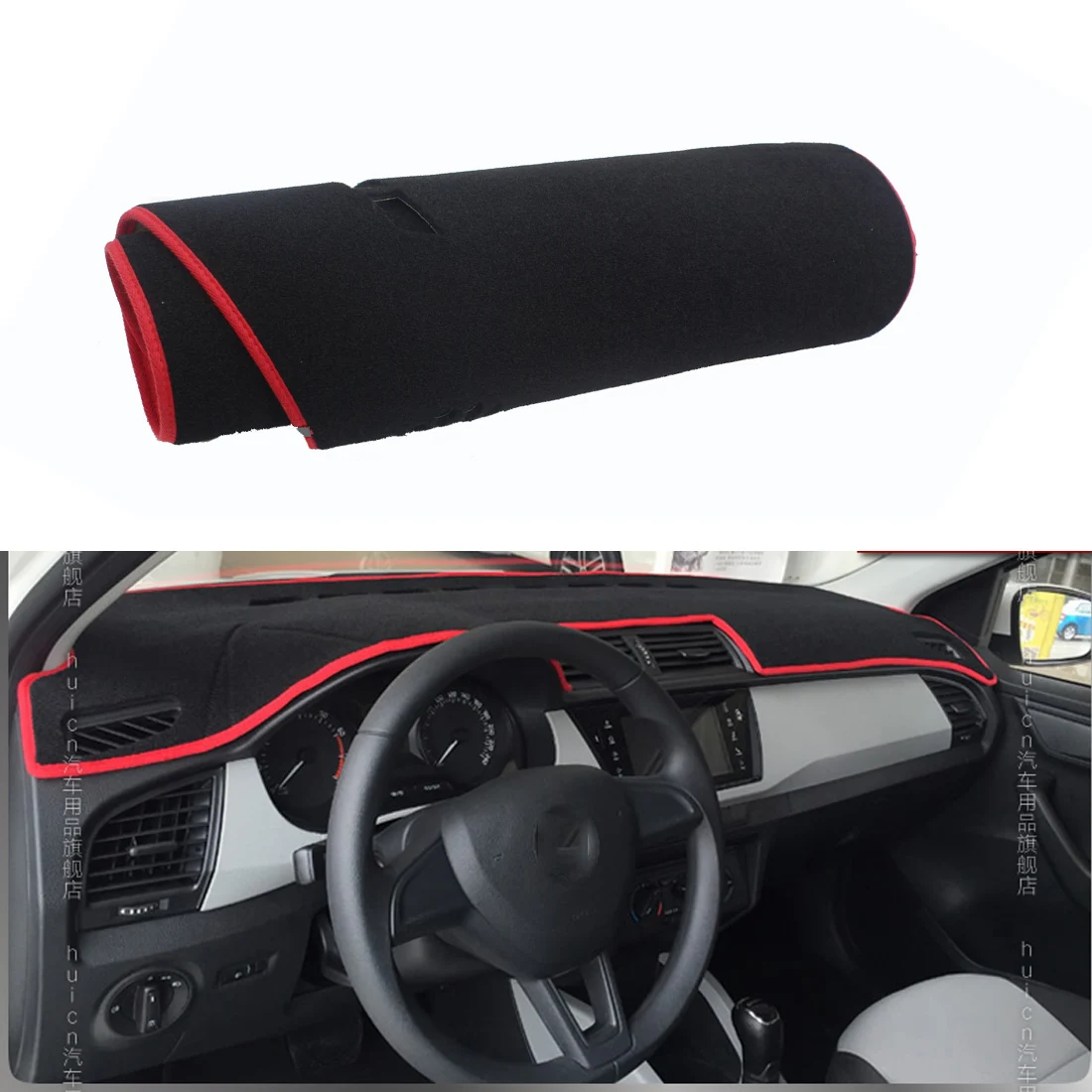 

Fit For Skoda Fabia 2015 2016 Car Dashboard Avoid Light Pad Instrument Platform Desk Cover Mat Silicone Non-skid Back Surface