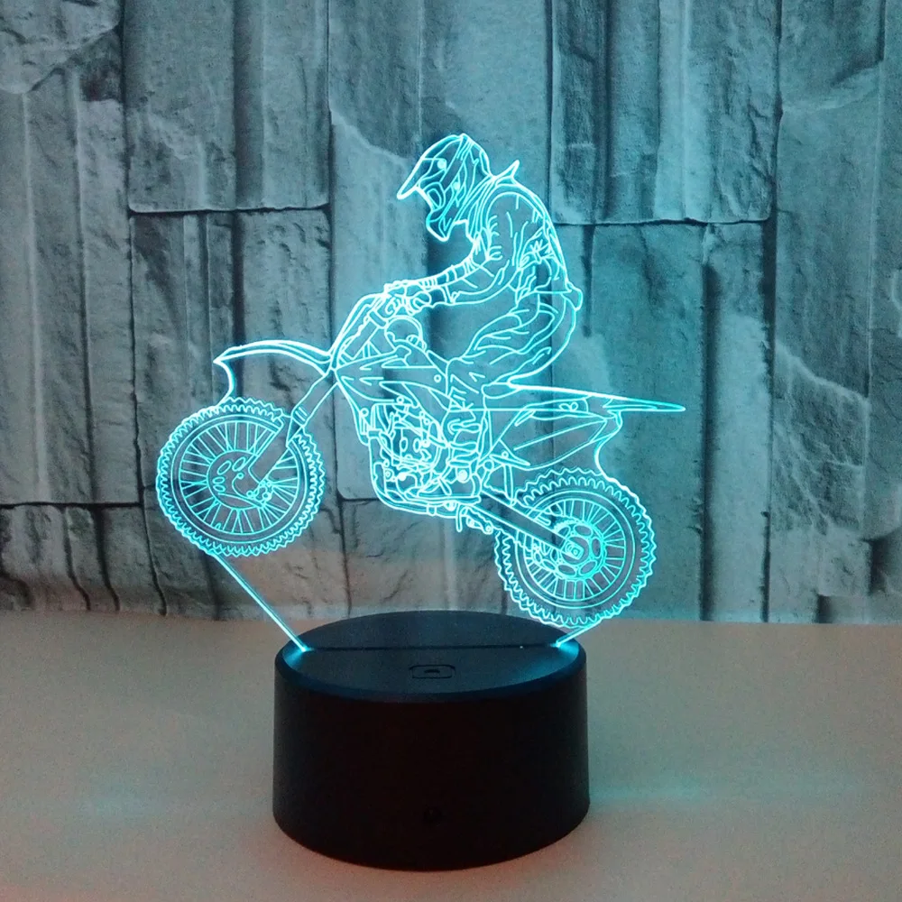 Подарок для друга 7 цветов Изменение 3D Голограмма езды мотоцикл лампа вечерние Подарок на годовщину подарок на день Святого Валентина